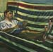 reading on sofa